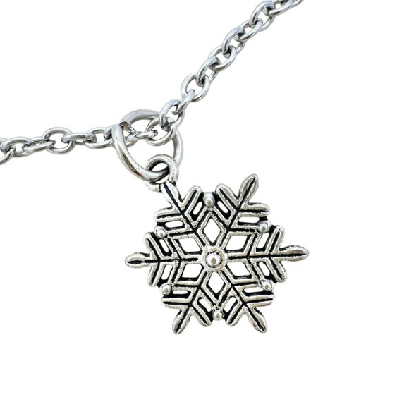 Snowflake Charm Silver Tone Anklet Lobster Clasp 12" Chain For Women Or Teens - Picture 2 of 4